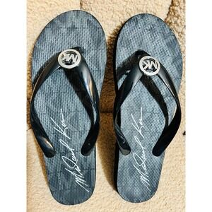 Michael Kors Shoes Womens 10 Black Logo Flip Flop Sandals Slip On Comfort MK